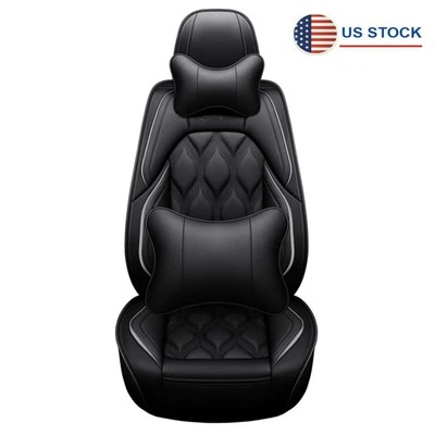 5-Seats Leaf Shape PU Leather Car Seat Cover Cushion With Pillows Deluxe Edition - Imagem 1 de 4