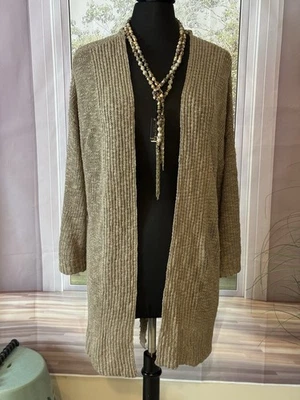 Suéter cardigã longo cavalete, P/M, novo com etiquetas  - Imagem 1 de 4