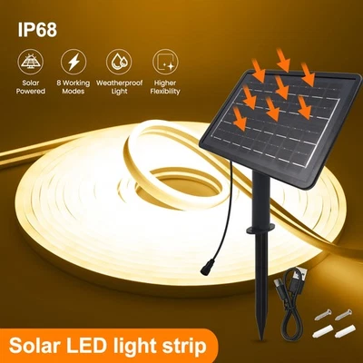 Solar 2835 Led Neon Strip Flex lights Waterproof Flexible Sign Bar Xmas Outdoor - image 1 of 4