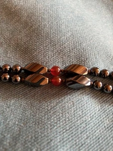 "Collar de hematita y cornalina 30"" cuentas exquisitas" - Imagen 1 de 3