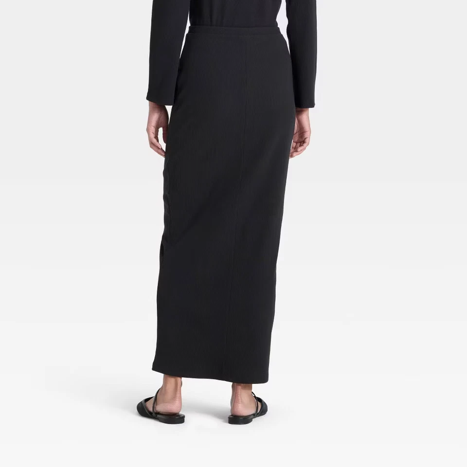 Maxi falda acanalada cepillada de tiro alto para mujer - Un nuevo día Foto 1 de 1