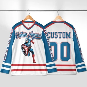 Camiseta deportiva de hockey personalizada Never Too Old for Captain America Superhero Fan Gift - Imagen 1 de 2