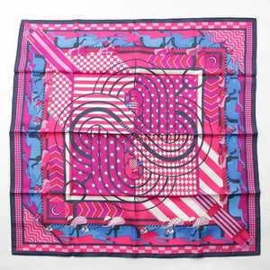 Hermes Silk Carr 90 Steeple Chase Scarf Pink x Navy Gebraucht - Bild 1 von 10