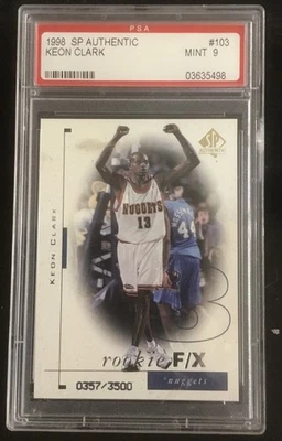 1998 SP Authentic Keon Clark #103, Mint 9, Cert 03635498 Rookie F/X - Image 1 of 2