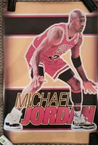 Micheal Jordan Poster Chicago Bulls Old School UK RARE HTF OOP MINT 23.5x35.5 - Picture 1 of 10