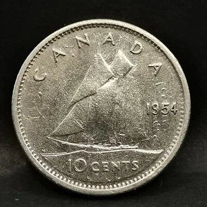 10 CENT 1954 SILBER 800‰ ELIZABETH II 1. Bildnis KANADA / SILVER - Bild 1 von 2