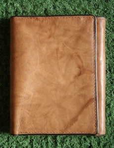 Vintage AMITY Lightweight Brown Leather Single Stitch Trifold Wallet - Picture 1 of 11
