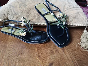 Ladies designer PRADA sandals, size 37 UK 4, Flowers - Picture 1 of 5