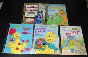 VTG Little Golden Books Lot of 4 Sesame Street BIG BIRD KERMIT GROVER 70's-90's - Picture 1 of 9