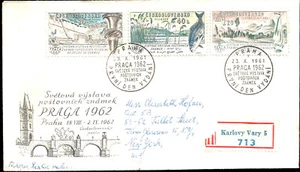 1962 Stamp Show Czech First Day Cover Sent to USA Czech Atractions, Fish Glass - Picture 1 of 3