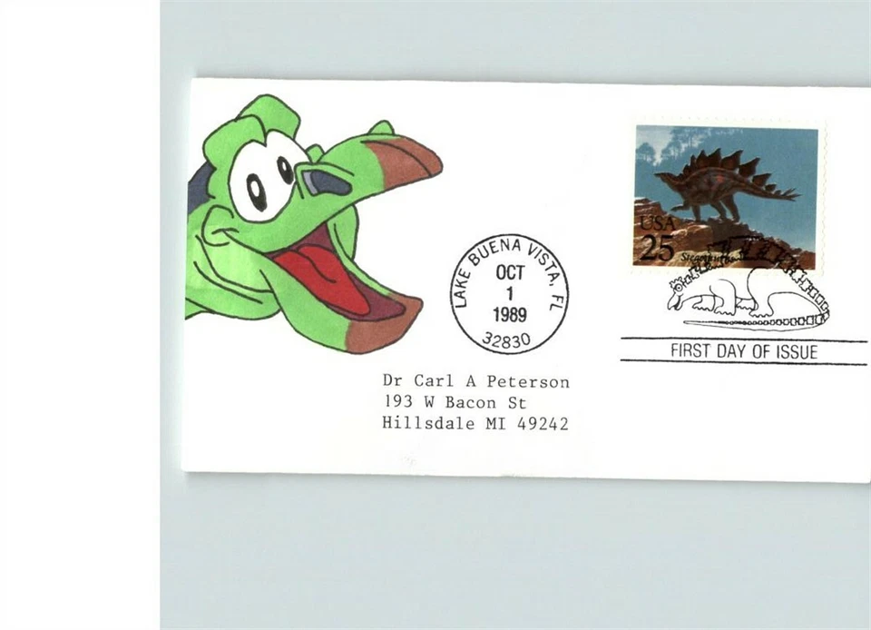 DINOSAURS, Hand Painted Stegasaurus? FDC on small Adam Bert envelope, # 1 of 1 m - Image 1 of 1