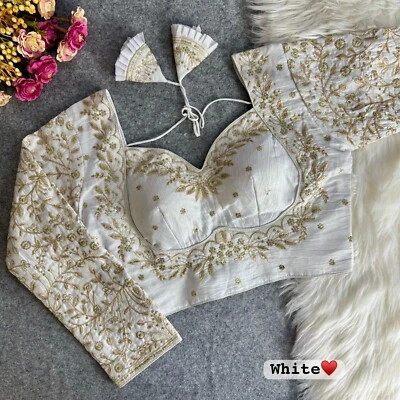 Blusa Sari Preparada Diseñador Sari Choli India Fiesta Ropa Bollywood Vestido Top Foto 1 de 4