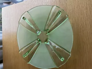 Stolzle Shallow Square Uranium Glass Dish Art Deco 1930s 28cm Square Good Cond - Picture 1 of 9