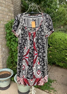 全新带标签 266 美元单件多色短领 100% 真丝连衣裙 S 码 — 第 1/4 张图片