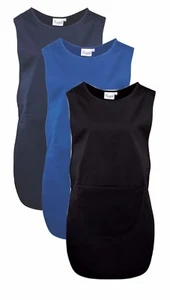 Delantal de tabardo con bolsillo Cleaners liso de polialgodón largo AZUL o NEGRO - Imagen 1 de 5