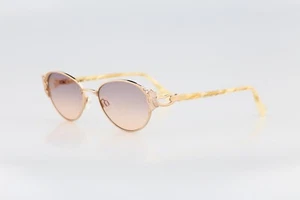 Diva 5066 S 74 Vintage 90s tinted lenses rhinestones gold cat eye sunglasses NOS - Picture 1 of 10