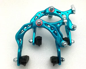 2000A BICICLETA BICICLETA ALUMINIO PINZA FRENO LATERAL DE TRACCIÓN MTB BMX AZUL DELANTERA + TRASERA - Imagen 1 de 4