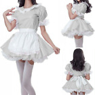 Sissy Girl Sexy Maid Gray pvc Lockable fluffy Dress Cosplay costume Tailored