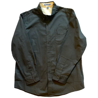 Camisa masculina manga longa Port Authority preta tamanho XL 55% algodão 45% poliéster - Imagem 1 de 4