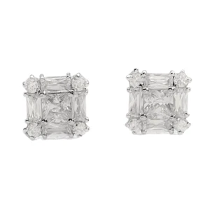 Pendientes de baguette cuadrada de plata esterlina unisex de 8 mm usados - Imagen 1 de 3