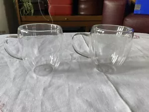 2 x Pack Double Walled Insulated Thermal Coffee / Tea Mugs Clear - Picture 1 of 16