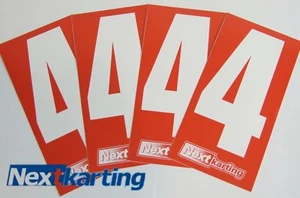 Kart 4 x weiße Nummer 4 auf rotem Hintergrund - kostenlose Lieferung - MSA Legal - Rotax - Bild 1 von 1
