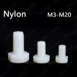 M3-M20 weiß Kunststoff Nylon Sechskantschrauben Sechskantkopfkappe Schrauben DIN933 - Bild 1 von 8