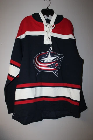 New NHL Columbus Blue Jackets old time jersey mid weight cotton hoodie men's L Cover