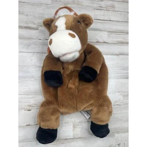 Vintage Kellytoy braun weiß Plüsch sprechendes Pferd Design Kinder Größe Rucksack - Bild 1 von 6