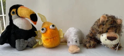 Webkinz Lot of 4 Toco Toucan HM223 Googles HS021 Goldfish HM218 Leopard HM031 - Image 1 of 4