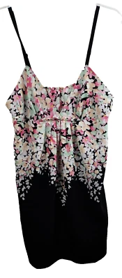 Vestido sin tirantes Oscar De La Renta PInk Label para mujer Chemise mediano negro floral Foto 1 de 4