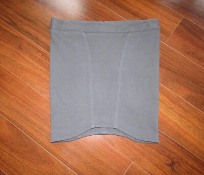 HELMUT LANG ~ Cintura 30" ~ Carbón TEJIDO ELÁSTICO Cremallera Expuesta Mini Falda a75 Foto 1 de 4