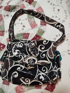 Kalencom LAMINATED BUCKLE DIAPER BAG Mud Surf Black White Brown  Mom & baby - Picture 1 of 15
