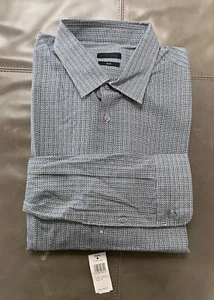 NWT Z-Zegna Mens Lightweight Circle Pattern Buttondown Shirt 18 46 4XL $245 - Picture 1 of 8