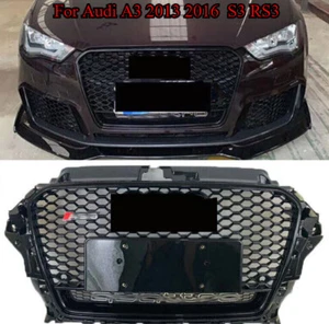 Parrilla de parachoques delantera negra Henycomb para Audi A3 2013 2016 S3 RS3 - Imagen 1 de 7