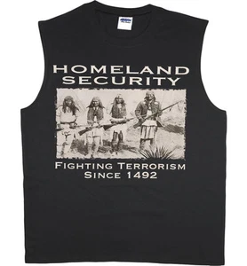 Men's sleeveless shirt Homeland Security Indian funny saying muscle tee tank top - Picture 1 of 1