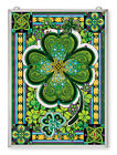 AMIA Glass "Emerald Isle" Clover Large Suncatcher - Hand Painted  -  NEW