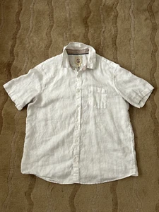 Panama Jack Mens White Shirt XXL 100% Linen Short Sleeve Summer Shirt 2XL - Picture 1 of 4