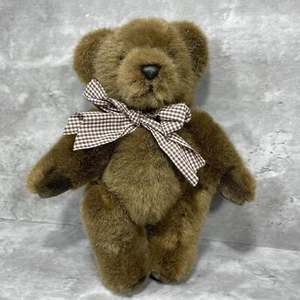 Charm Co. Oso pardo vintage con arco de guinga "Oso adorable" Posable 1985 - Imagen 1 de 8