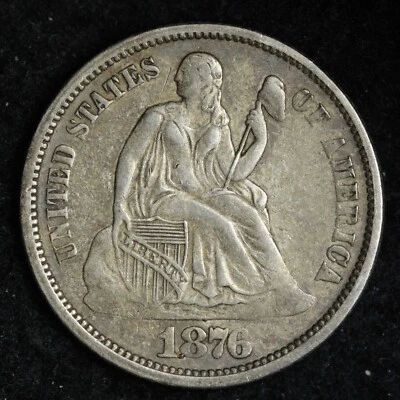1876 Seated Liberty Silver Dime CHOICE AU E338 TDHZ - Image 1 of 2
