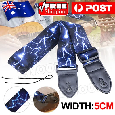 Lightning Guitar Strap Adjustable Leather Belt Acoustic Electric Bass Accessorie - image 1 of 4