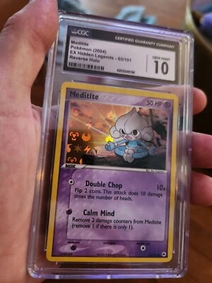 (TOP POP 5) CGC 10 GEM MINT Meditite 65/101 HOLO EX Hidden Legends Pokemon Card - Image 1 of 4