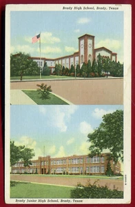 Brady Texas Junior & High School buildings 2 views postcard - Picture 1 of 2