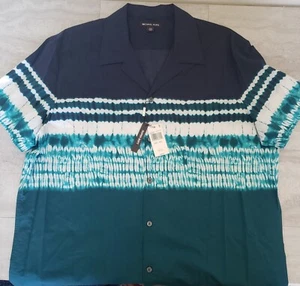 Michael Kors Tie Dye Big Mens XXXL Button Short Sleeve Shirt Blue Beach - Picture 1 of 4