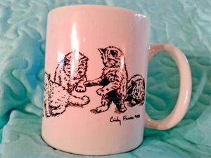 CINDY FARMER Rosalinde Porcelain RARE 2 Sided Cat Kitten Mug **Super Cute** - Picture 1 of 12