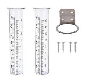 7" Capacity Rain Gauge Glass Tube with Stainless Steel Fence Mounting Bracket... - Picture 1 of 4