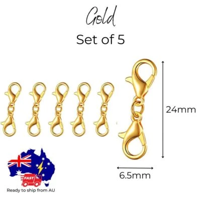 Double Lobster Clasp Claw Connector Necklace Extension Chain Extender Gold Dual - image 1 of 3