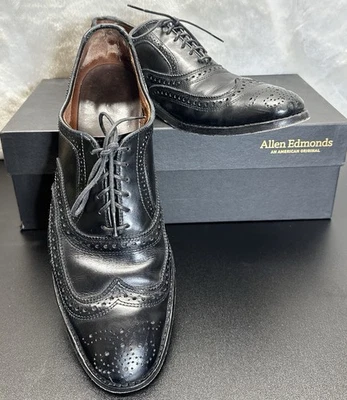 Allen Edmonds Men’s Dress Shoes 11.5A MCALLISTER Black Wingtip Oxford Leather - Image 1 of 4