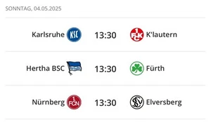 Sky WOW TV Ticket - 2. Liga⚽️ KSC Kaiserslautern Hertha Fürth Nürnberg So 4.5. - Bild 1 von 1