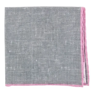 Fiori Di Lusso Gray Solid Linen Pocket Square - 12 3/8" x 12 3/8" (789) - Picture 1 of 4